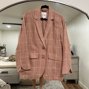 Madewell Pink Plaid Oversized Blazer